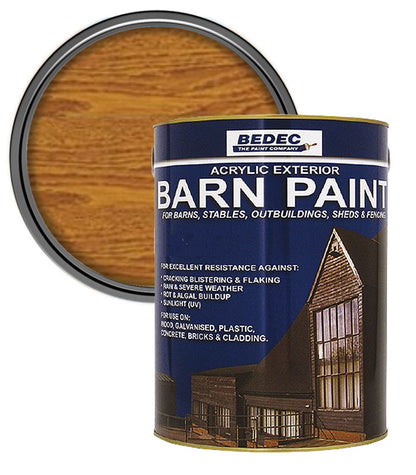 Bedec Barn Paint - Semi-Transparent Wood Stain - Medium Oak - 5L