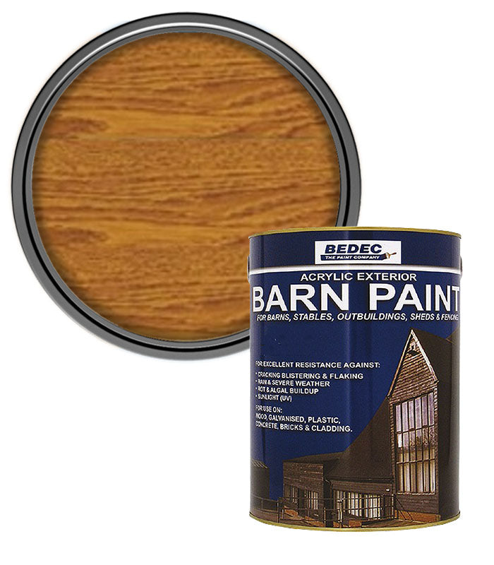 Bedec Barn Paint - Semi-Transparent Wood Stain - Medium Oak - 2.5L