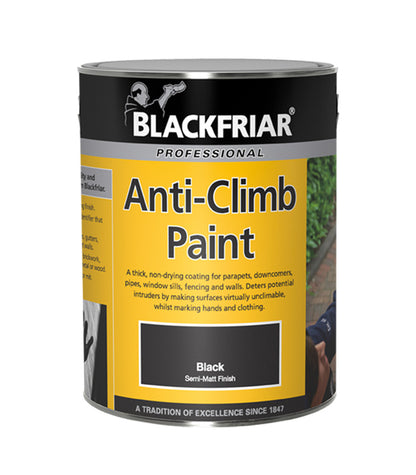 Blackfriar Anti-Climb Vandal Security Paint - Outdoor Semi-Matt Black - 5 Litre