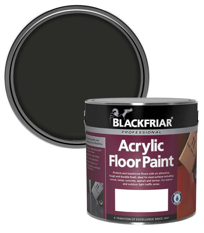 Blackfriar Acrylic Floor Paint - Hard Wearing - Black - 2.5 Litre