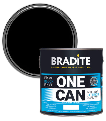 Bradite One Can Eggshell Primer and Finish - Black - 2.5L