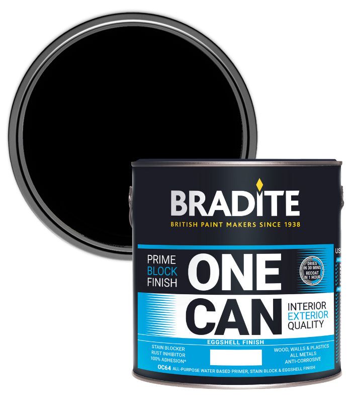 Bradite One Can Eggshell O64 Primer and Finish - Black - 2.5L