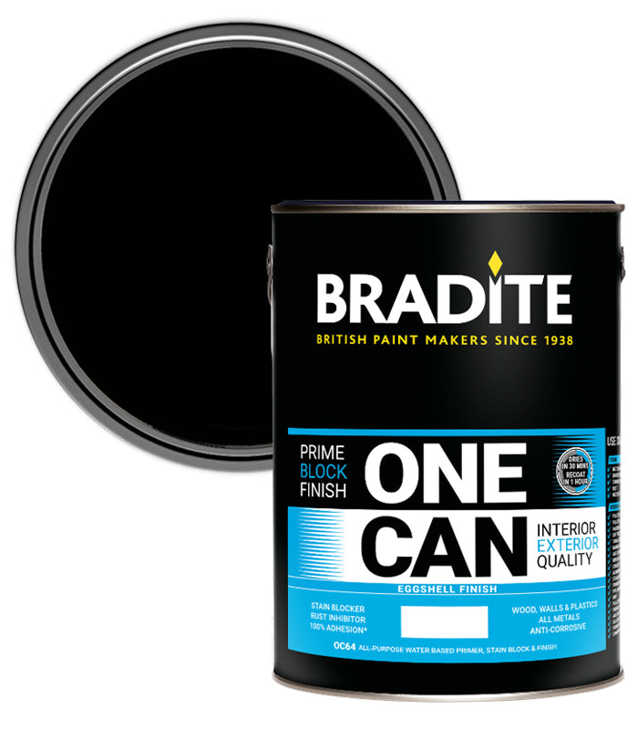 Bradite One Can Eggshell Primer and Finish - Black - 5L