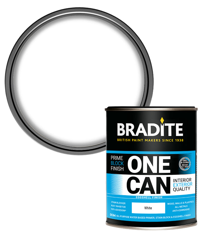 Bradite One Can Eggshell Primer and Finish - White - 1L