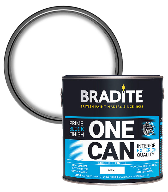 Bradite One Can Eggshell Primer and Finish - White - 2.5L
