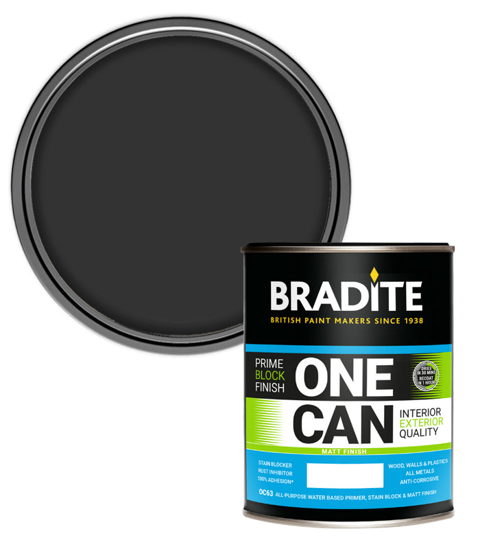 Bradite One Can Matt O63 Primer and Finish - Anthracite Grey - 1L