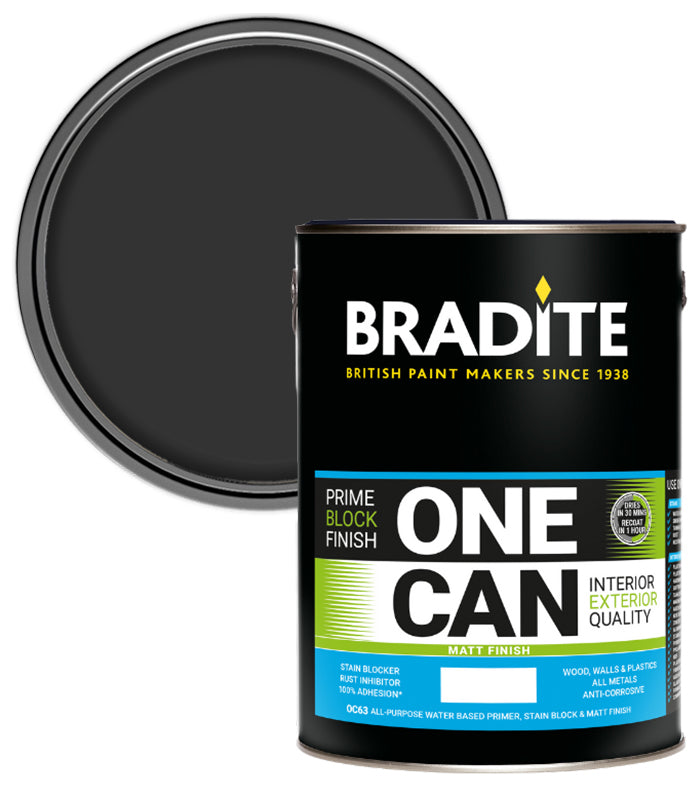 Bradite One Can Matt O63 Primer and Finish - Anthracite Grey - 5L