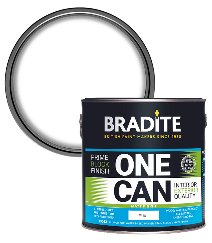 Bradite One Can Matt O63 Primer and Finish - White - 2.5L