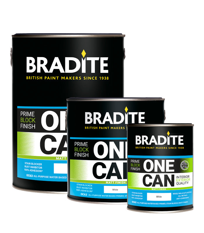 Bradite One Can Matt Primer and Finish - White or Anthracite Grey - All Sizes