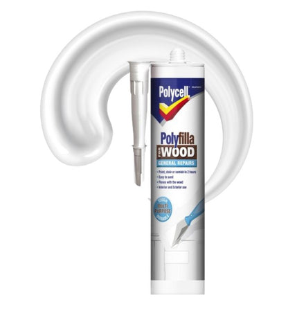 Polycell Polyfilla Wood Filler General Repairs - Cartridge - White - 480g
