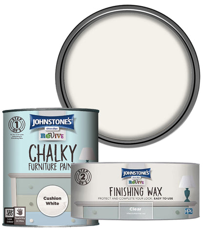 Johnstones Furniture Paint 750ml With Clear Wax - Cushion White
