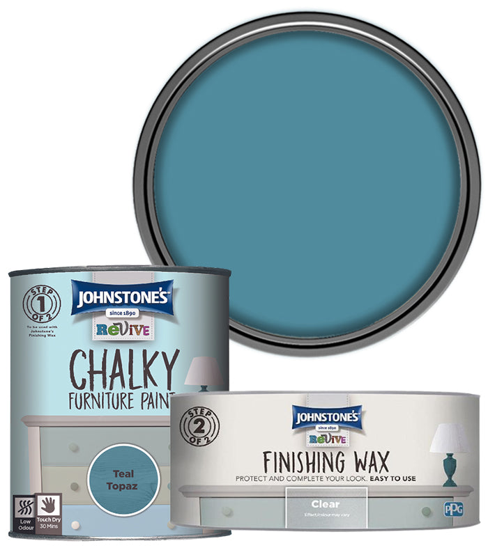 Johnstones Furniture Paint 750ml With Clear Wax - Teal Topaz
