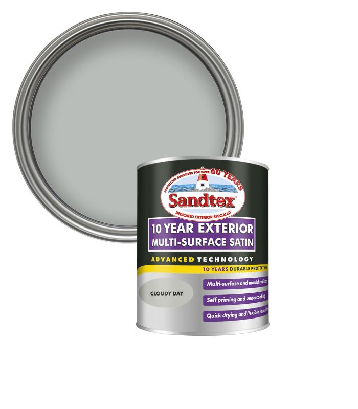 Sandtex 10 Year Exterior Multi Surface Satin - Cloudy Day - 750ml