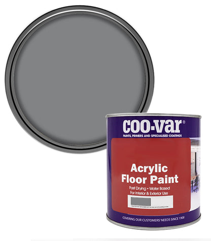 CooVar Acrylic Floor Paint - Flint Grey - 1 Litre