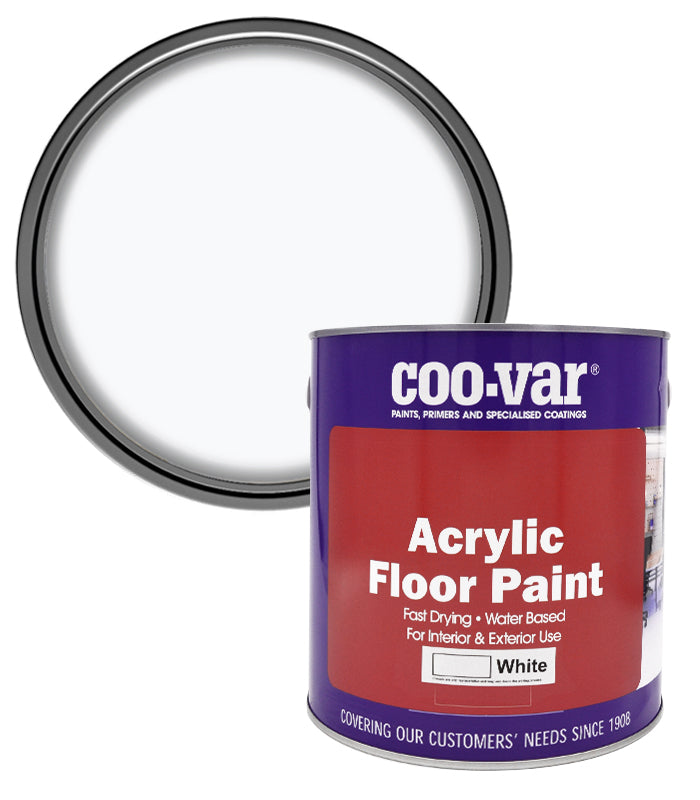 CooVar Acrylic Floor Paint - White - 2.5 Litre
