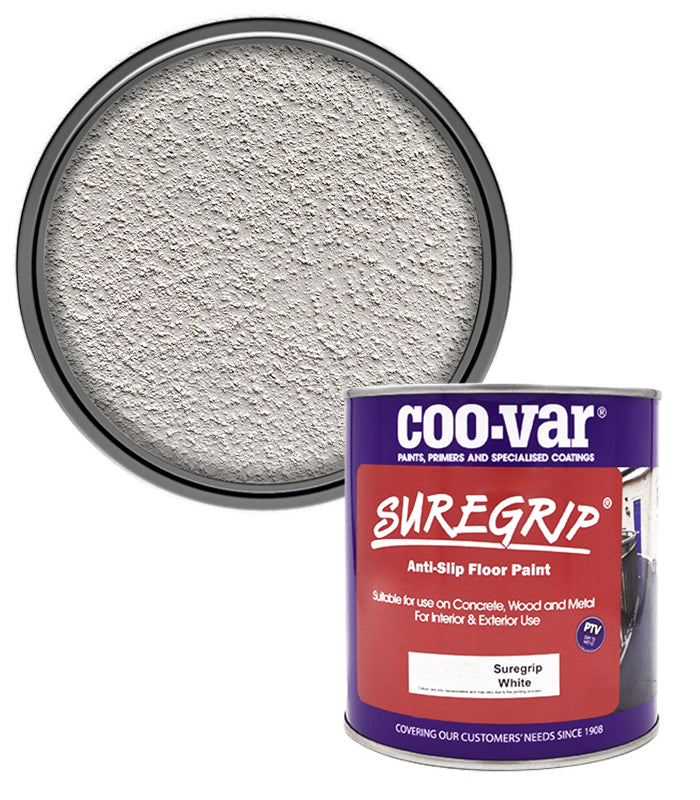 CooVar Suregrip Anti Slip Floor Paint - White - 1 Litre