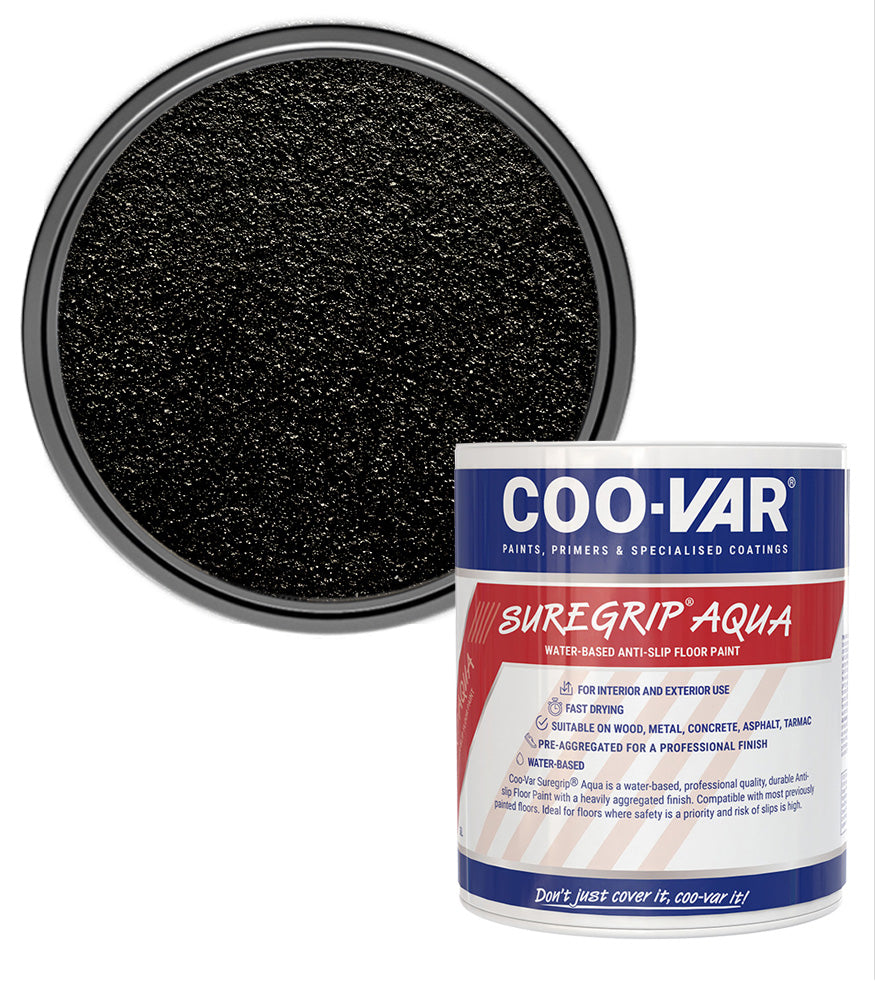 CooVar Suregrip Aqua Floor Paint - Black - 1 Litre