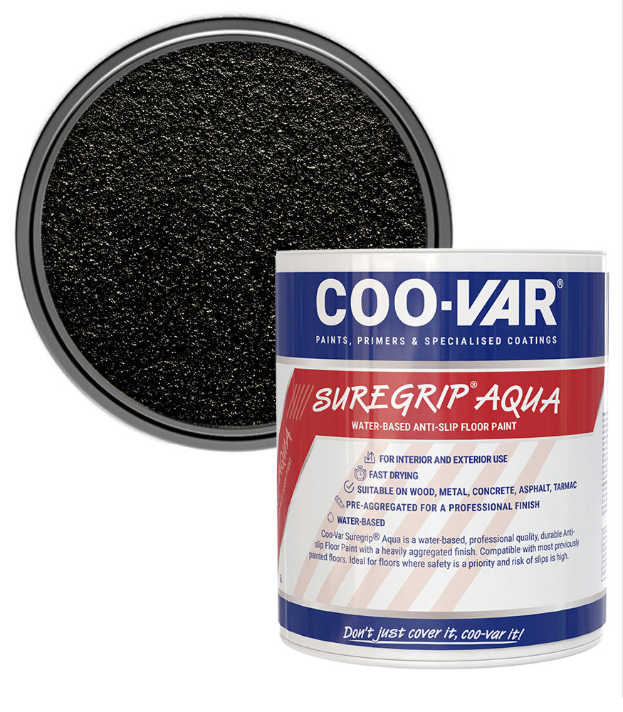CooVar Suregrip Aqua Floor Paint - Black - 2.5 Litre