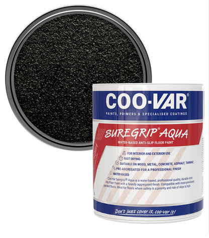 CooVar Suregrip Aqua Floor Paint - Black - 2.5 Litre