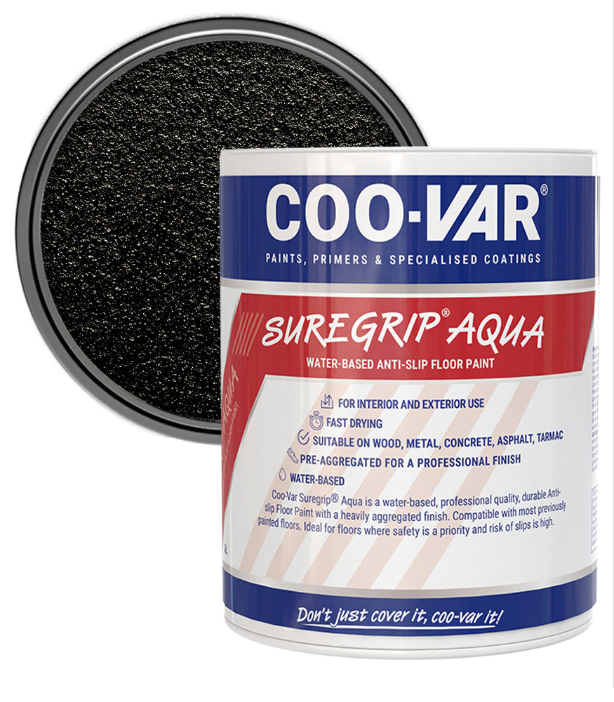 CooVar Suregrip Aqua Floor Paint - Black - 5 Litre