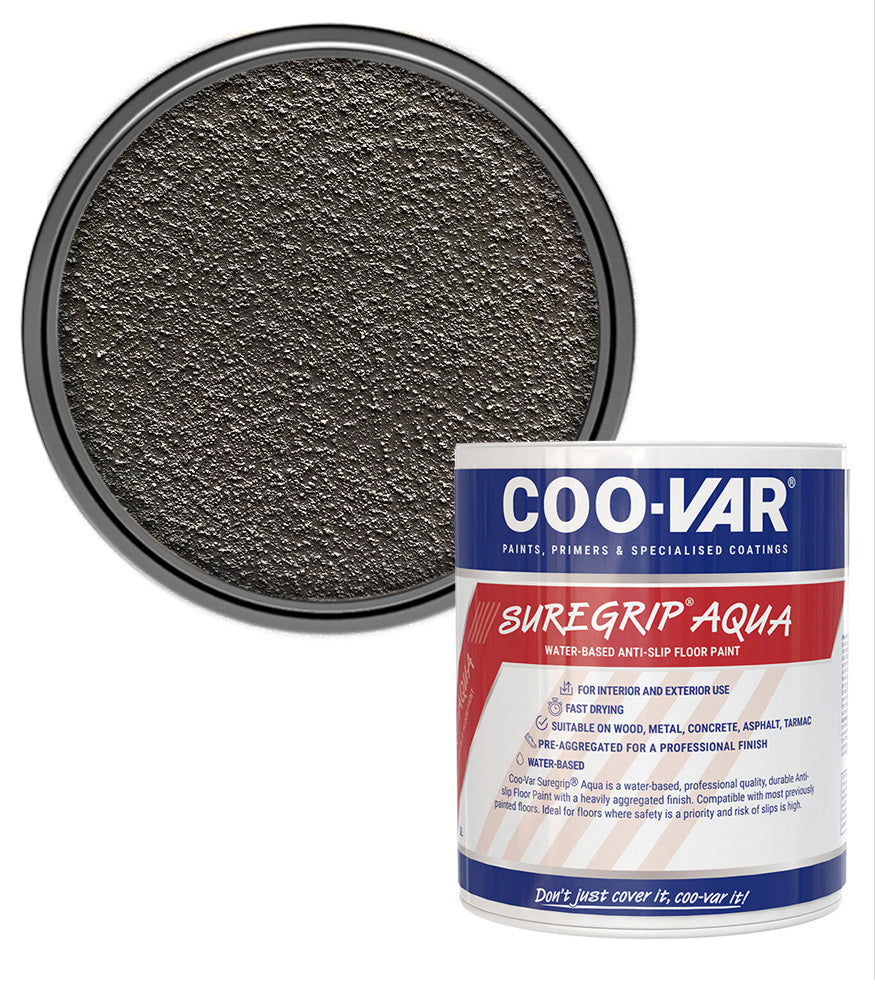 CooVar Suregrip Aqua Floor Paint - Grey - 1 Litre