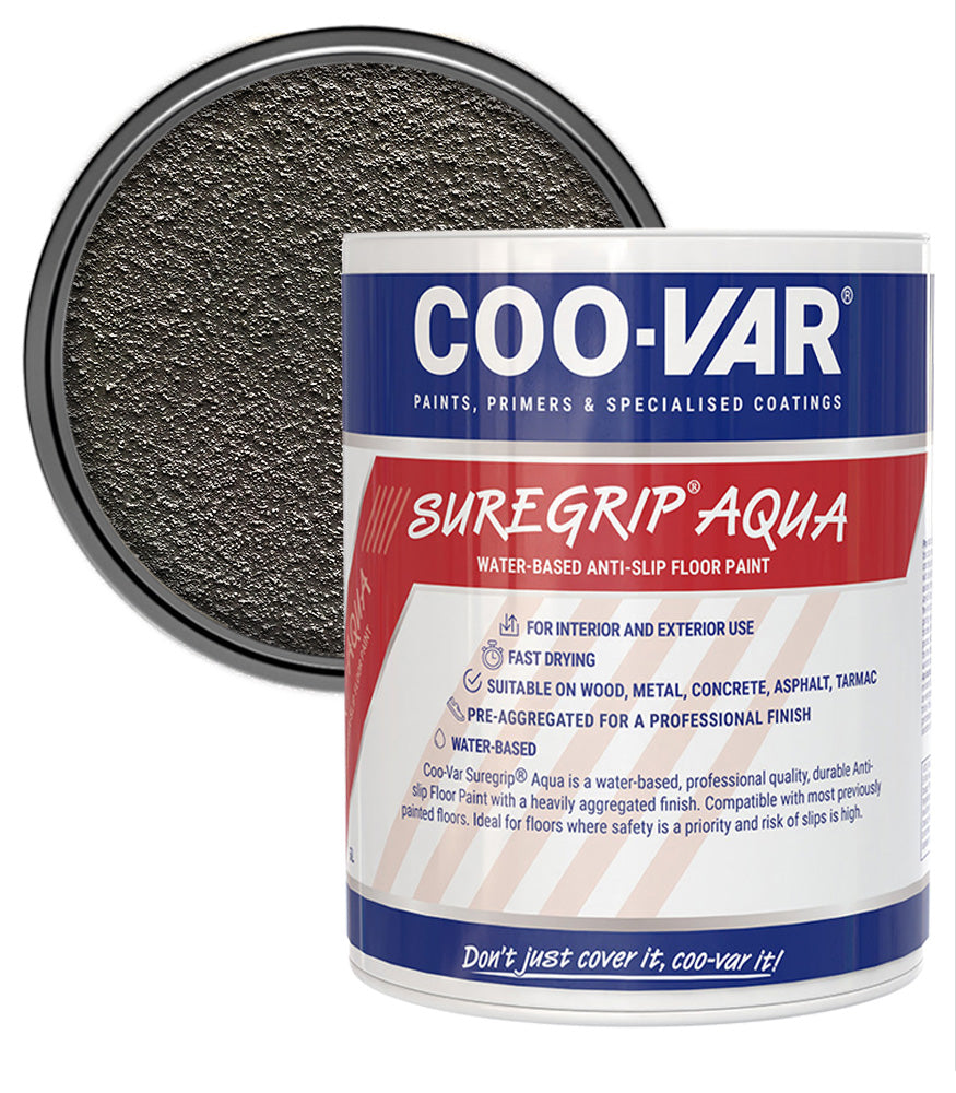 CooVar Suregrip Aqua Floor Paint - Grey - 5 Litre