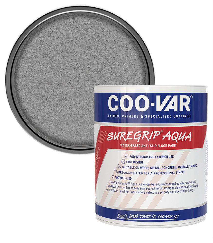 CooVar Suregrip Aqua Floor Paint - Light Grey - 2.5 Litre