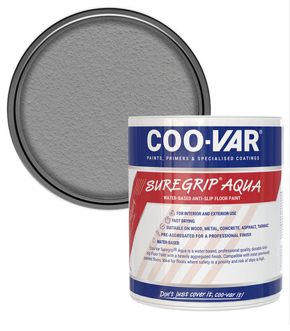 CooVar Suregrip Aqua Floor Paint - Light Grey - 2.5 Litre