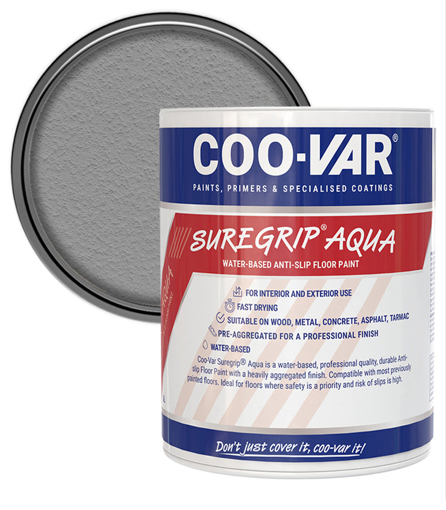 CooVar Suregrip Aqua Floor Paint - Light Grey - 5 Litre