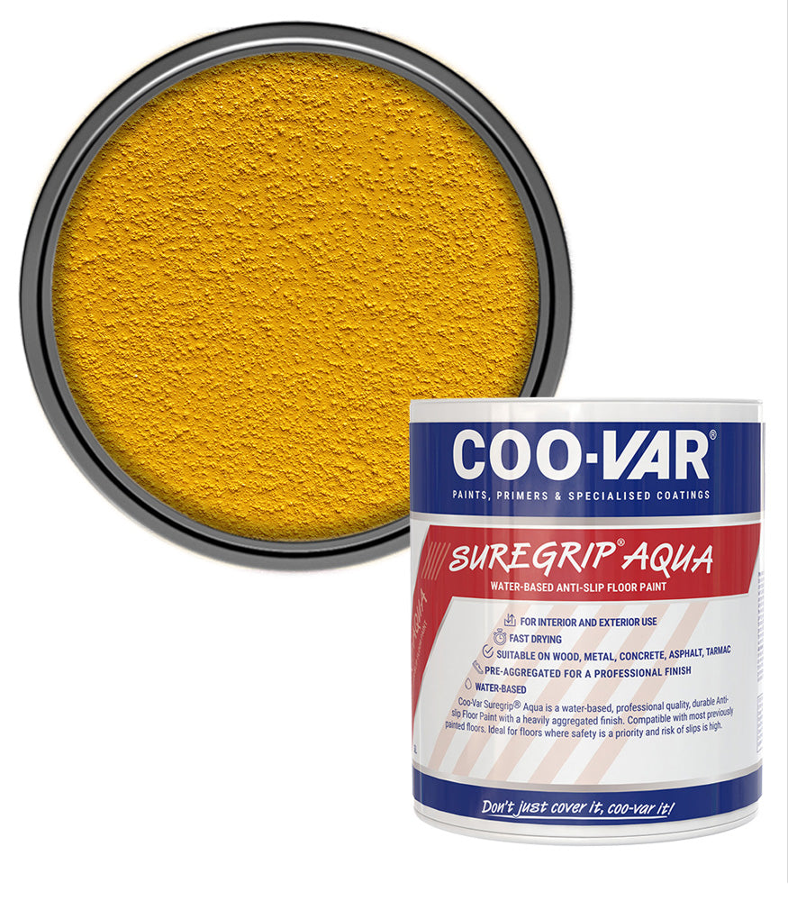 CooVar Suregrip Aqua Floor Paint - Yellow - 1 Litre