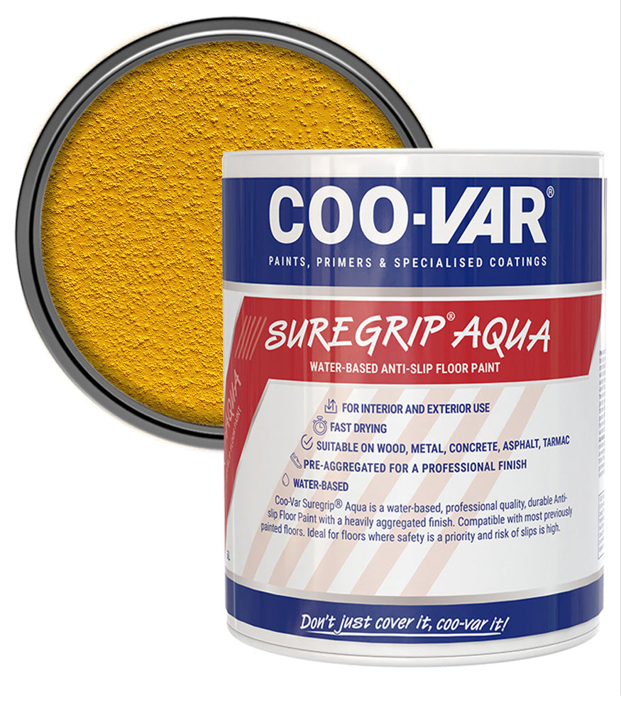 CooVar Suregrip Aqua Floor Paint - Yellow - 5 Litre