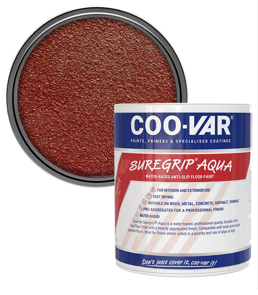 CooVar Suregrip Aqua Floor Paint - Red - 2.5 Litre