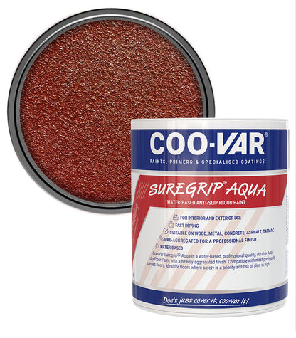 CooVar Suregrip Aqua Floor Paint - Red - 2.5 Litre