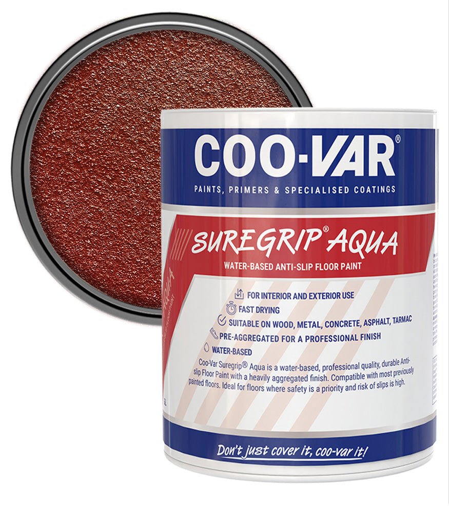 CooVar Suregrip Aqua Floor Paint - Red - 5 Litre