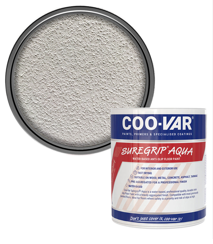 CooVar Suregrip Aqua Floor Paint - White - 1 Litre
