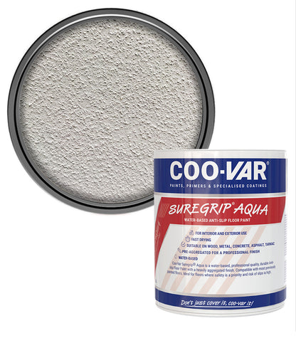 CooVar Suregrip Aqua Floor Paint - White - 1 Litre