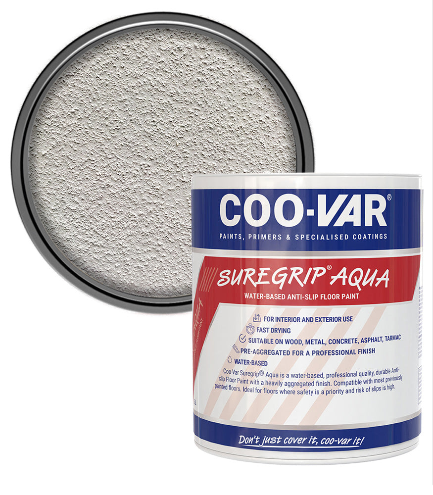 CooVar Suregrip Aqua Floor Paint - White - 2.5 Litre