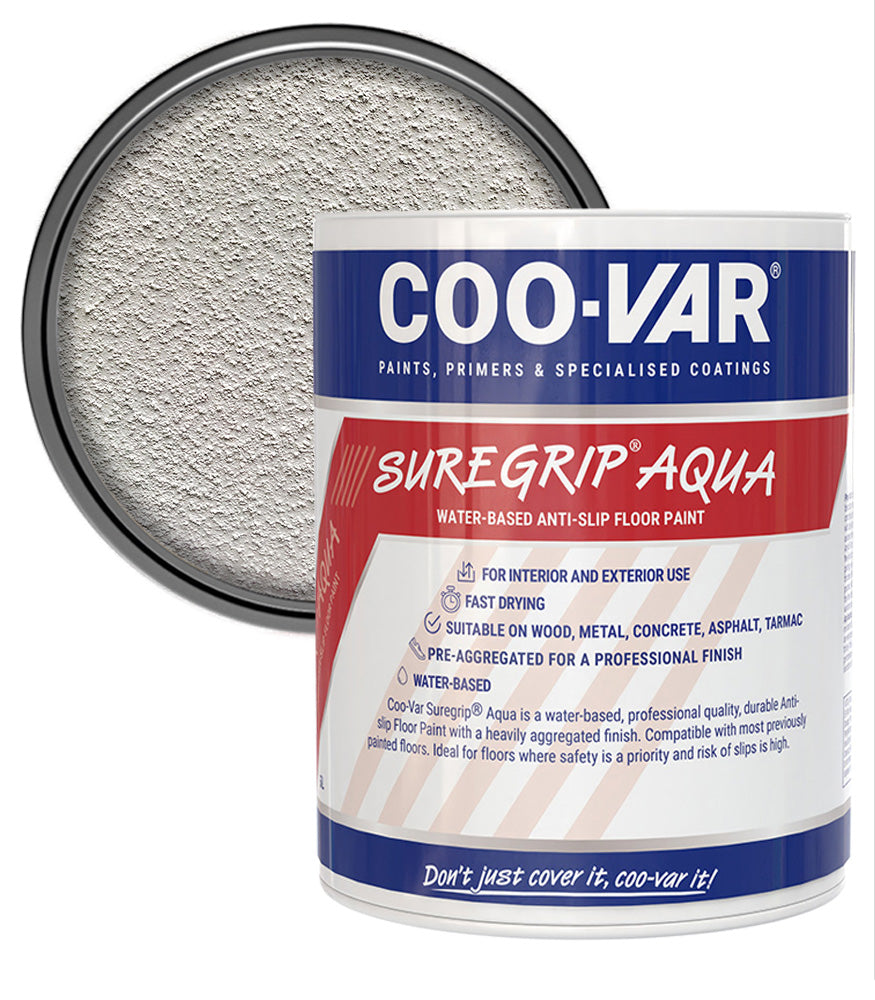 CooVar Suregrip Aqua Floor Paint - White - 5 Litre