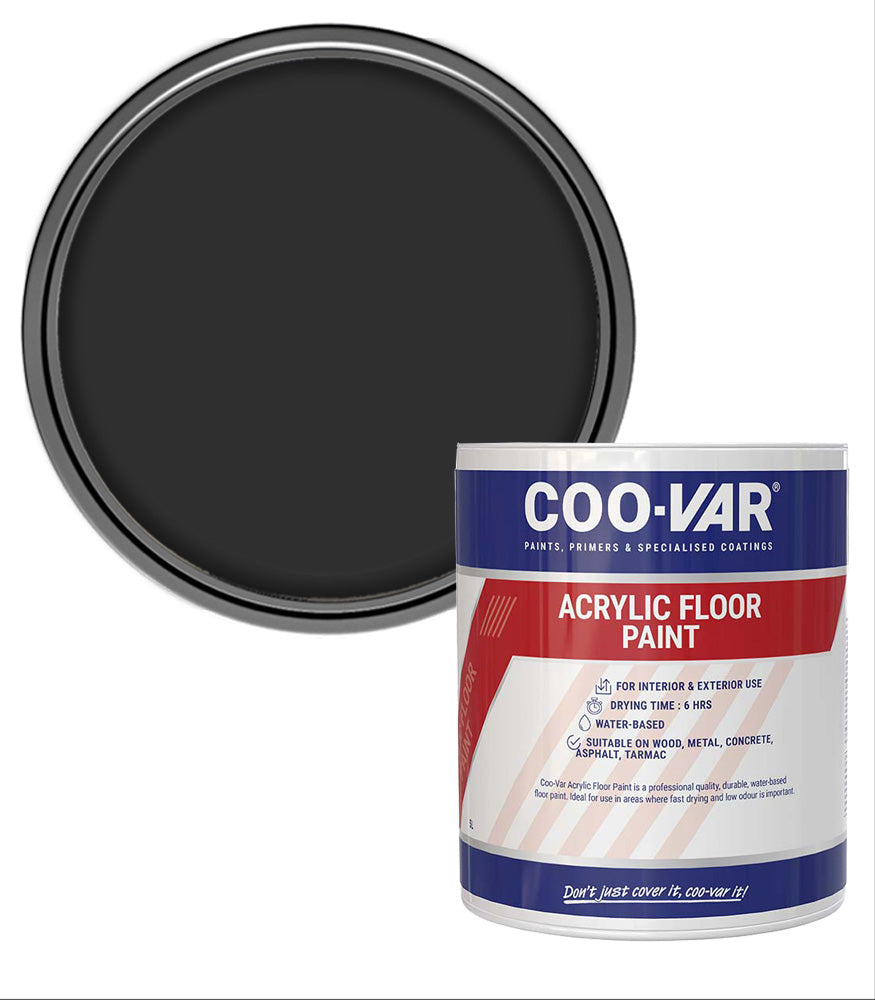 CooVar Acrylic Floor Paint - Black - 1 Litre