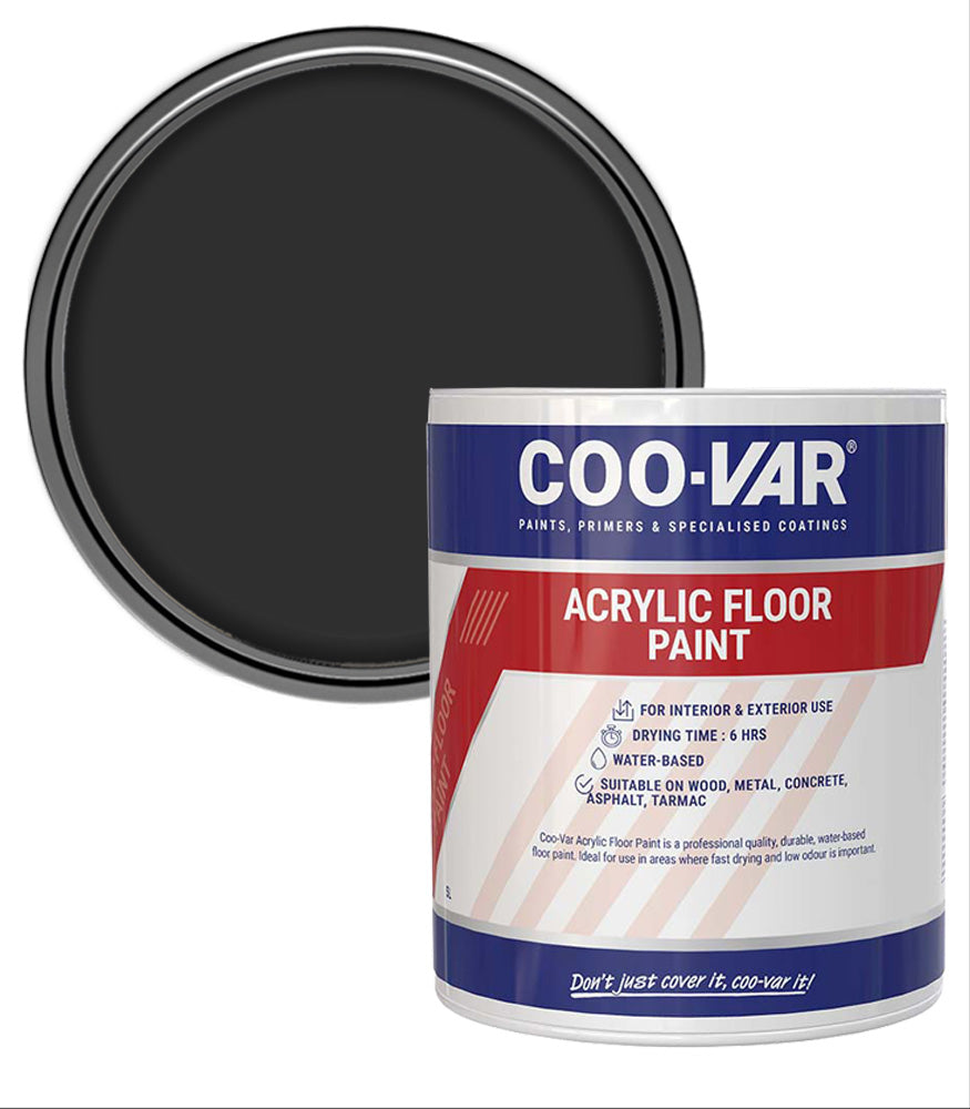 CooVar Acrylic Floor Paint - Black - 2.5 Litre