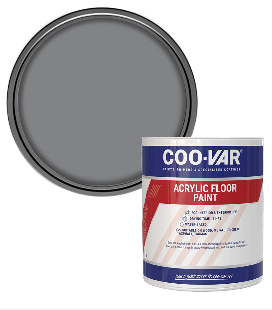 CooVar Acrylic Floor Paint - Flint Grey - 1 Litre
