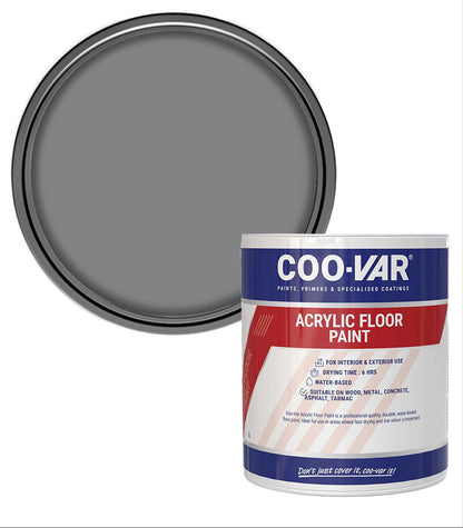 CooVar Acrylic Floor Paint - Flint Grey - 1 Litre