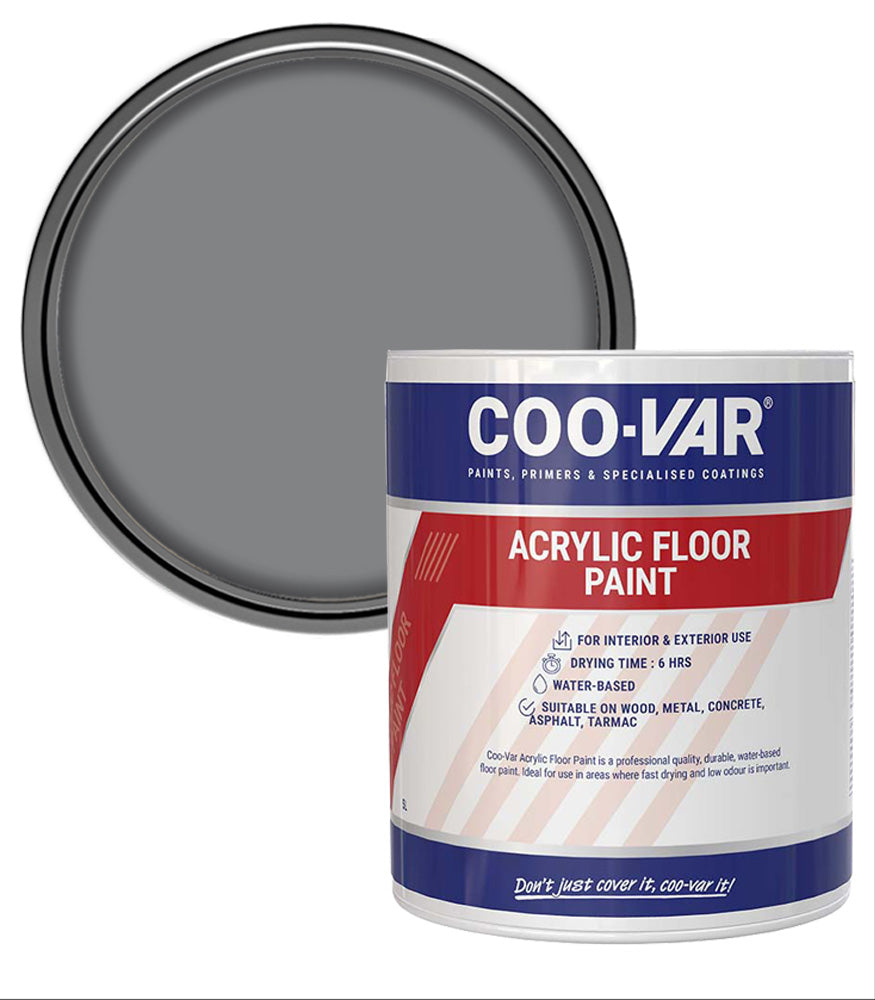 CooVar Acrylic Floor Paint - Flint Grey - 2.5 Litre