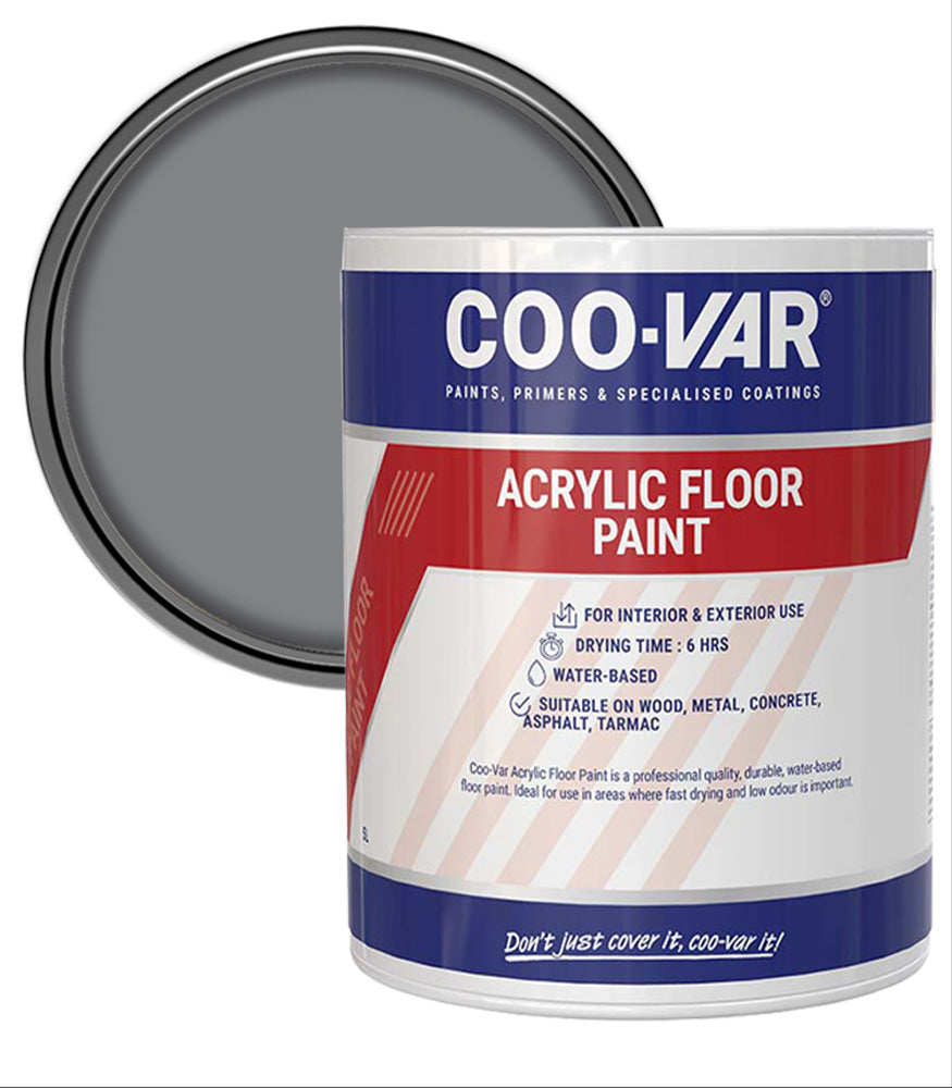 CooVar Acrylic Floor Paint - Flint Grey - 5 Litre