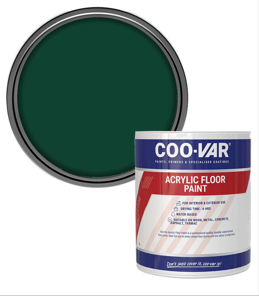 CooVar Acrylic Floor Paint - Forest Green - 1 Litre