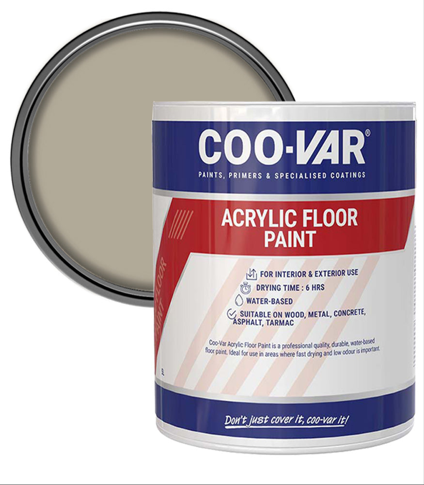 CooVar Acrylic Floor Paint - Stone Grey - 5 Litre