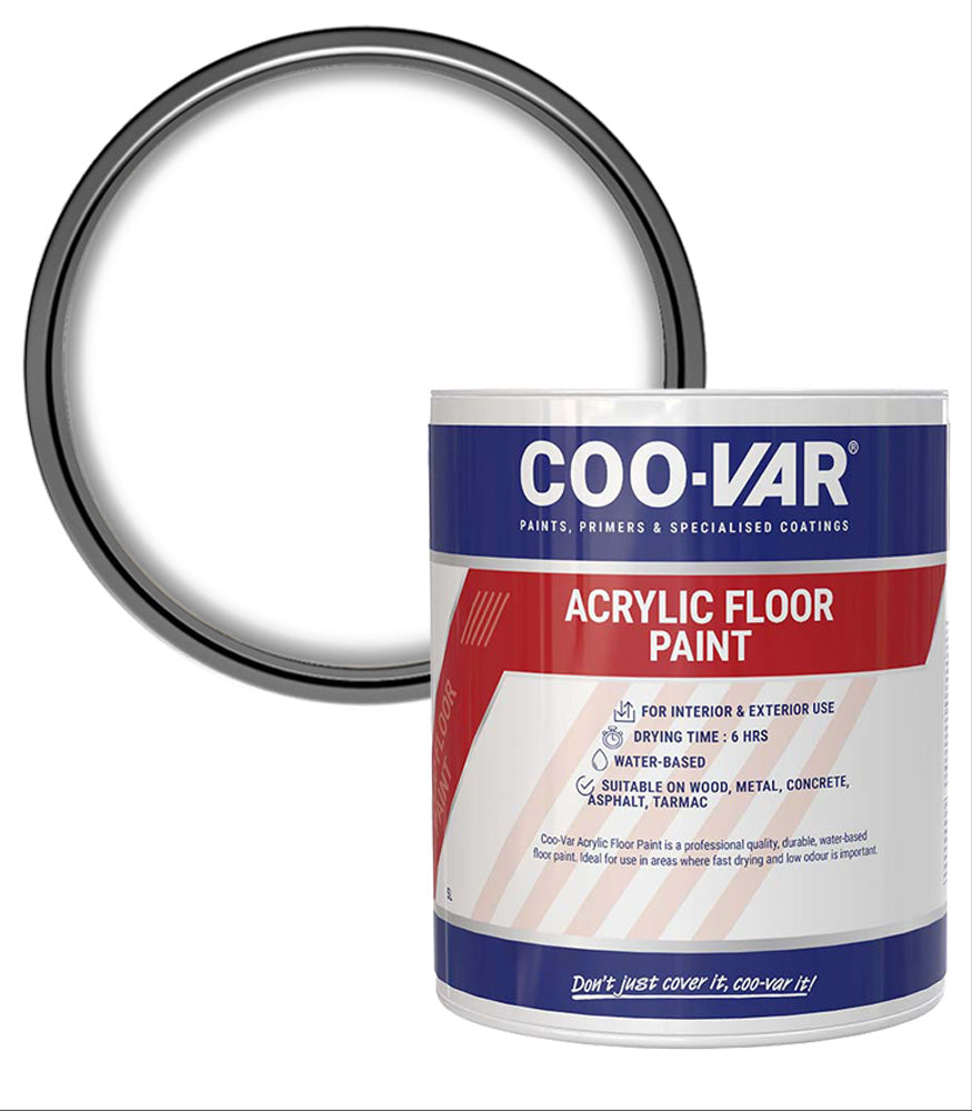 CooVar Acrylic Floor Paint - White - 2.5 Litre