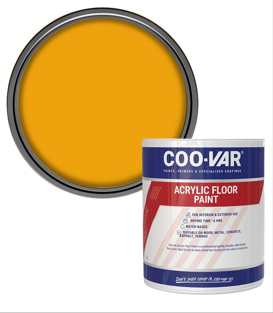 CooVar Acrylic Floor Paint - Yellow - 1 Litre