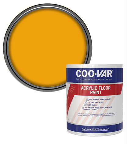 CooVar Acrylic Floor Paint - Yellow - 1 Litre