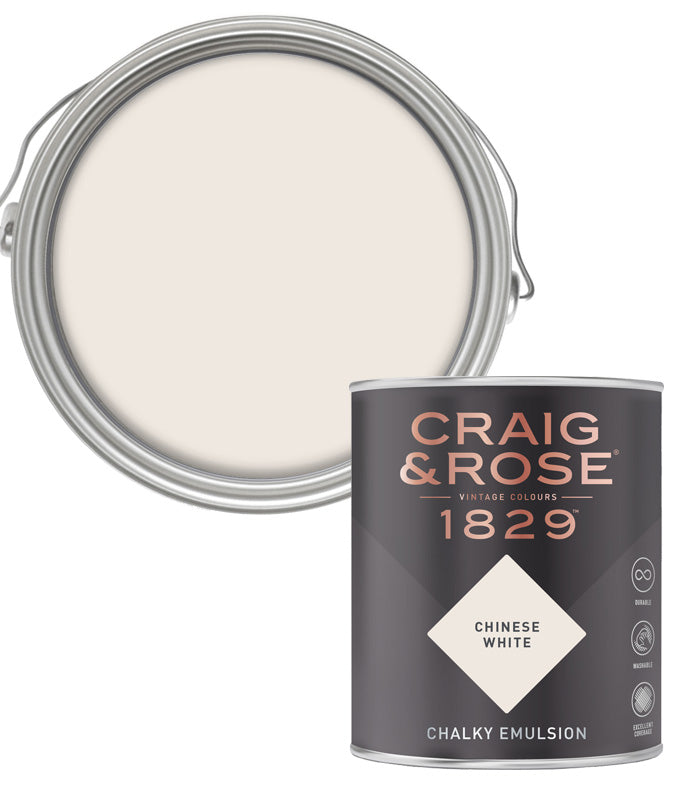 Craig and Rose 1829 Vintage Colours Chalky Emulsion Chinese White - 750ml